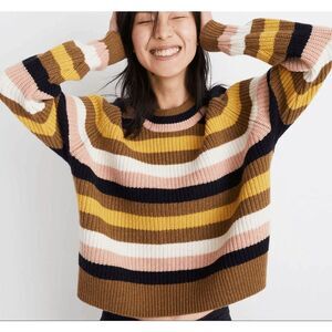 Madewell Striped Tilden Pullover Sweater